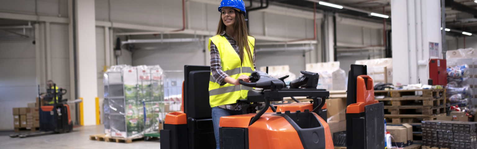 Factory worker in protective suit